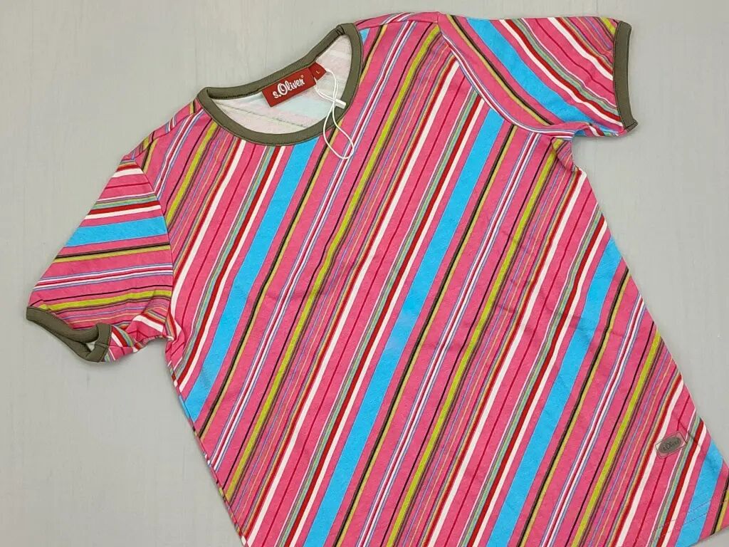 Koszulki: Koszulka SOliver, L (EU 40), stan - Bardzo dobry, wzór - Linia, kolor - Różowy — 1