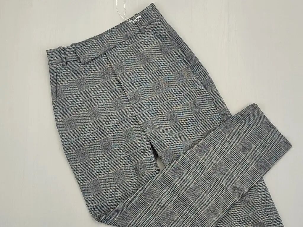 Spodnie: Spodnie XS (EU 34), stan - Bardzo dobry, wzór - Kratka, kolor - Szary — 1