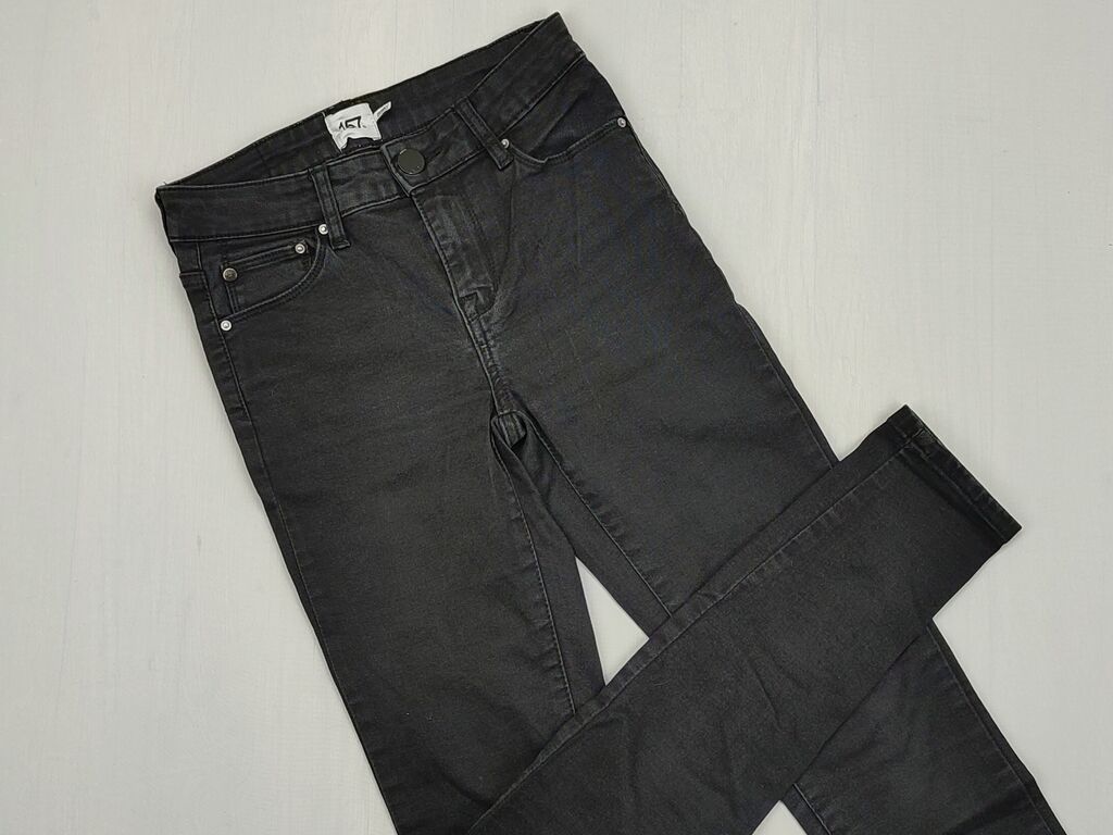Spodnie: Spodnie XS (EU 34), stan - Dobry, wzór - Jednolity kolor, kolor - Czarny — 1