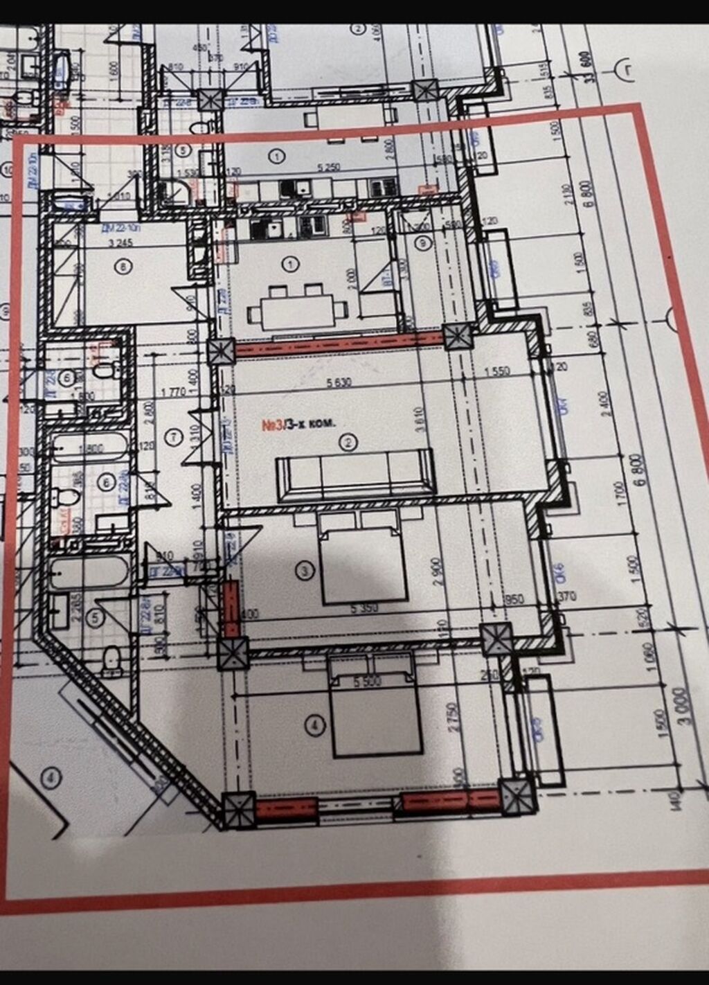 3 комнаты, 113 м², Асанбай мкр Элитка, 8 этаж, ПСО (под самоотделку): фото 8