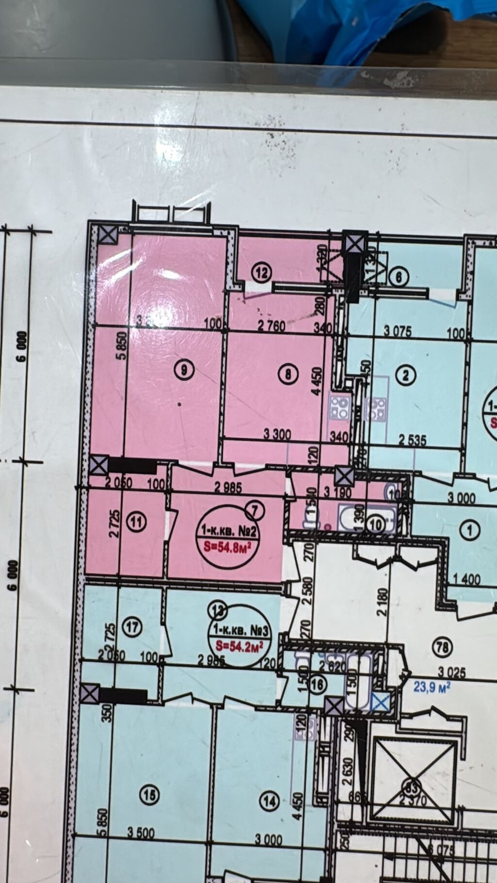 1 комната, 55 м², Ошский мкр., Элитка, 7 этаж, ПСО (под самоотделку): фото 3