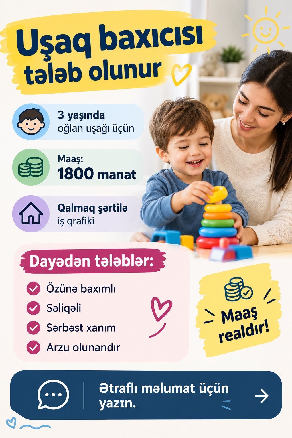 Dayə tələb olunur, İstənilən yaş, 1/1