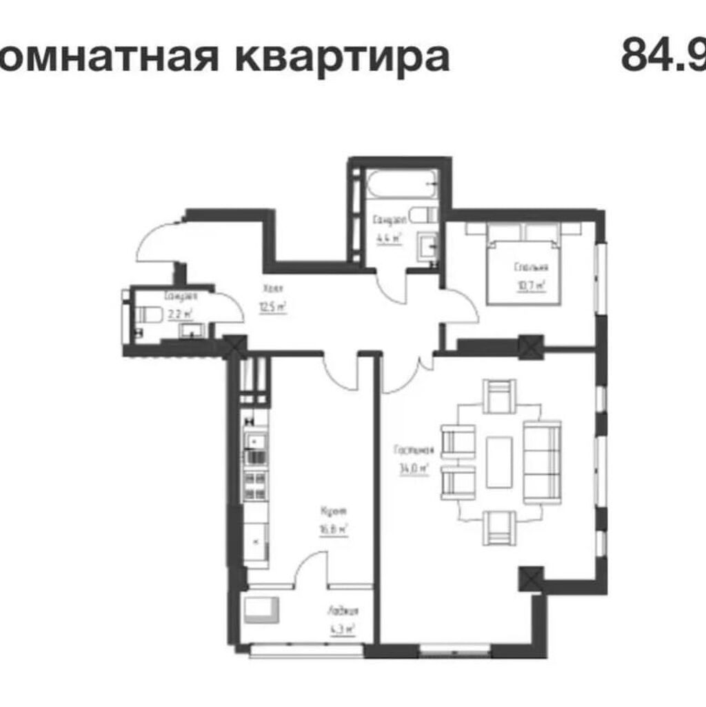 2 комнаты, 85 м², Асанбай мкр Элитка, 4 этаж, ПСО (под самоотделку): фото 7