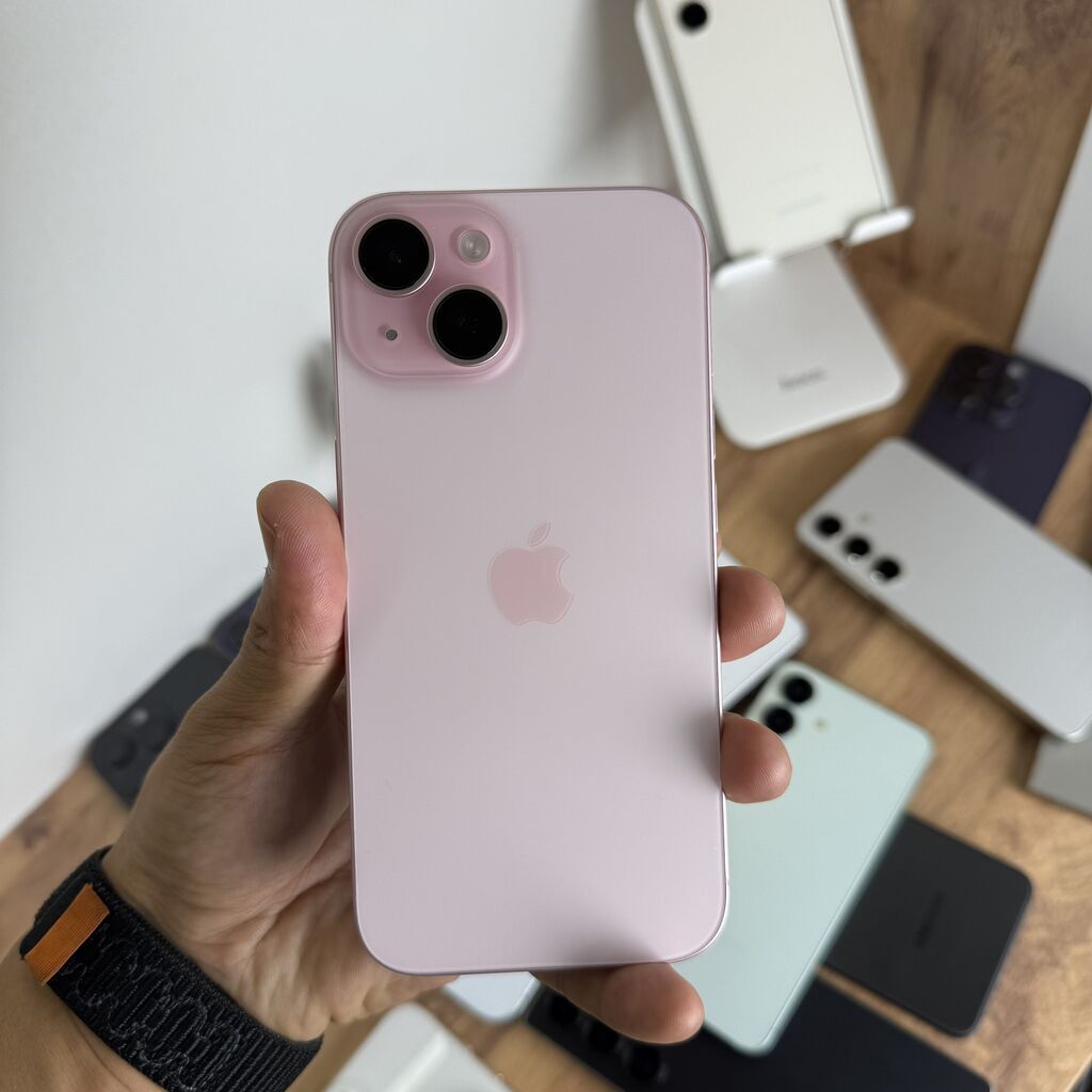 IPhone 15, Б/у, 512 ГБ, Розовый, Защитное стекло, Чехол, Кабель, 93 %: фото 1