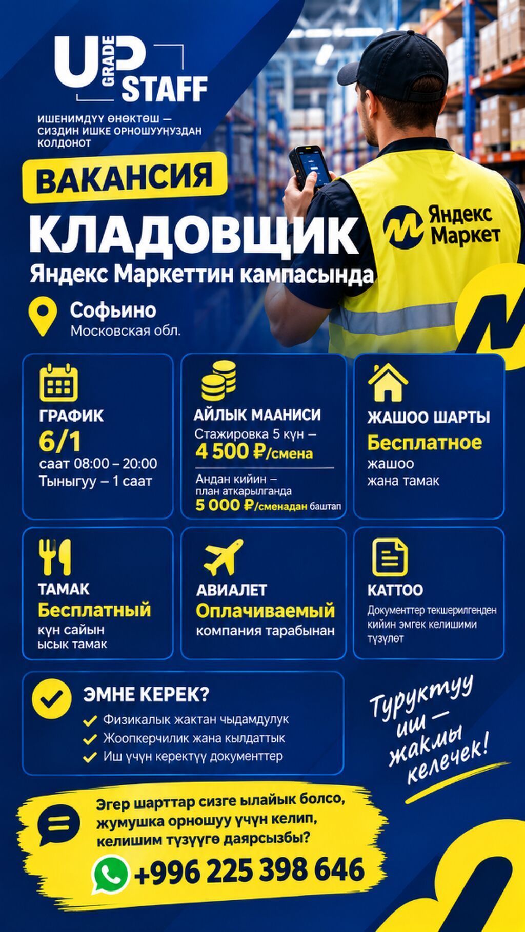 Работа кладовщиком на Яндекс Маркет в Софьино (Московская область)