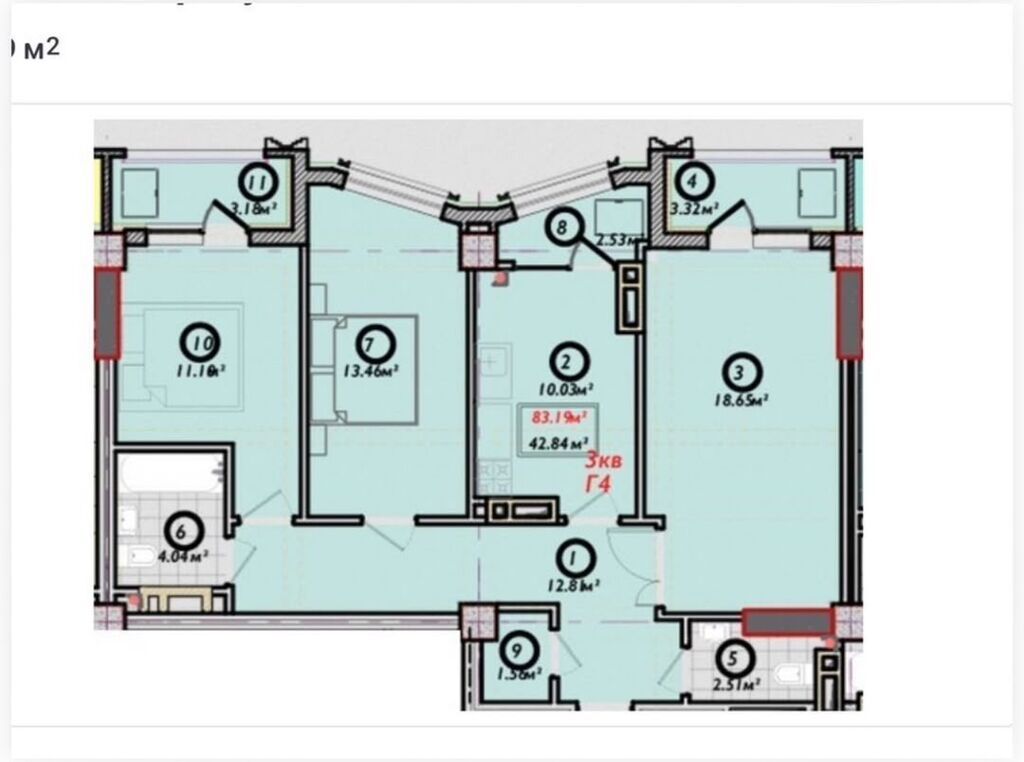 Продам 3-комн. квартиру, 82 м², Асанбай, 12 этаж: фото 6
