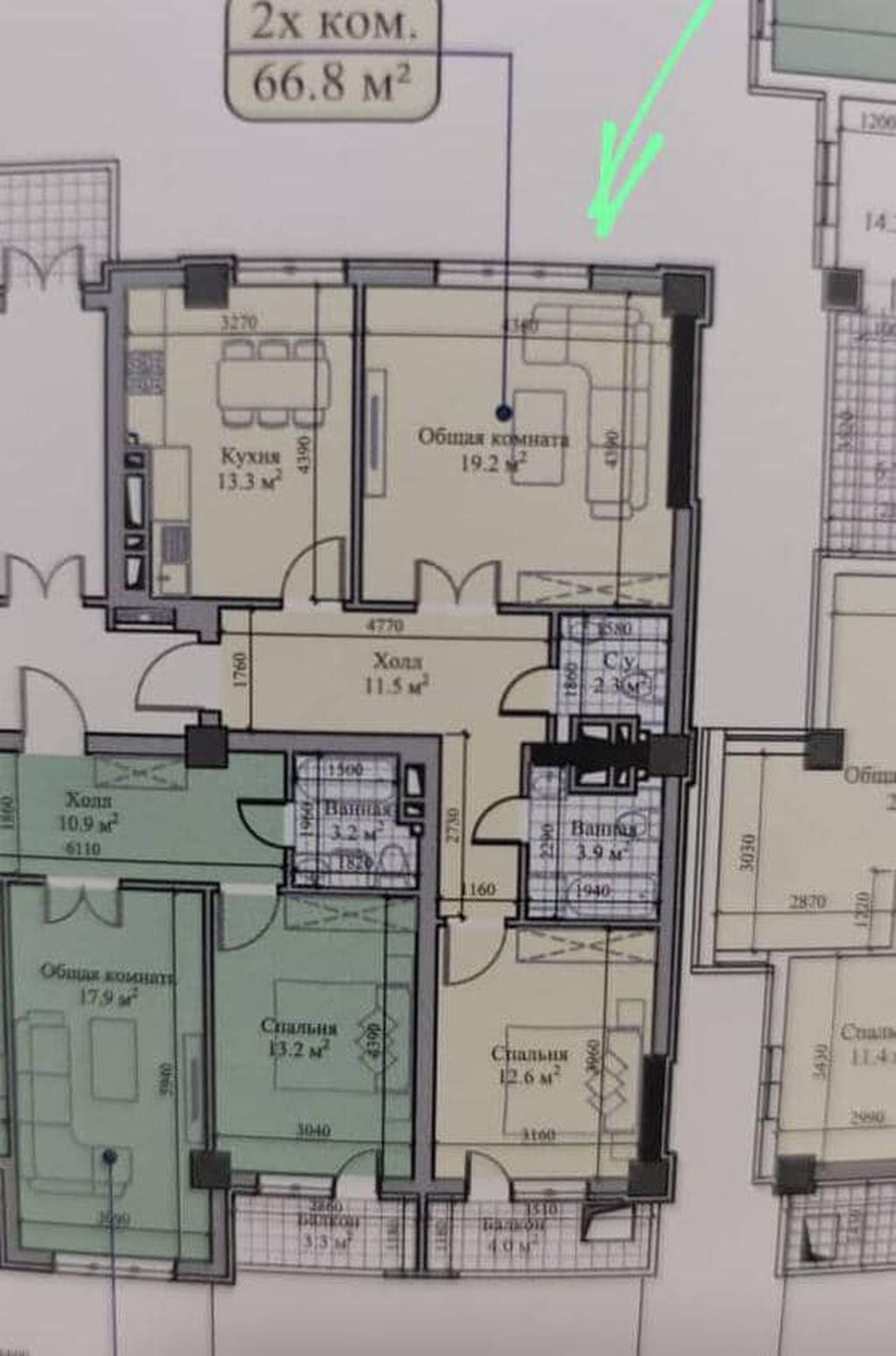 Продам 2-комн. квартиру, 66 м², ЖК Эмель, 7 этаж: фото 2