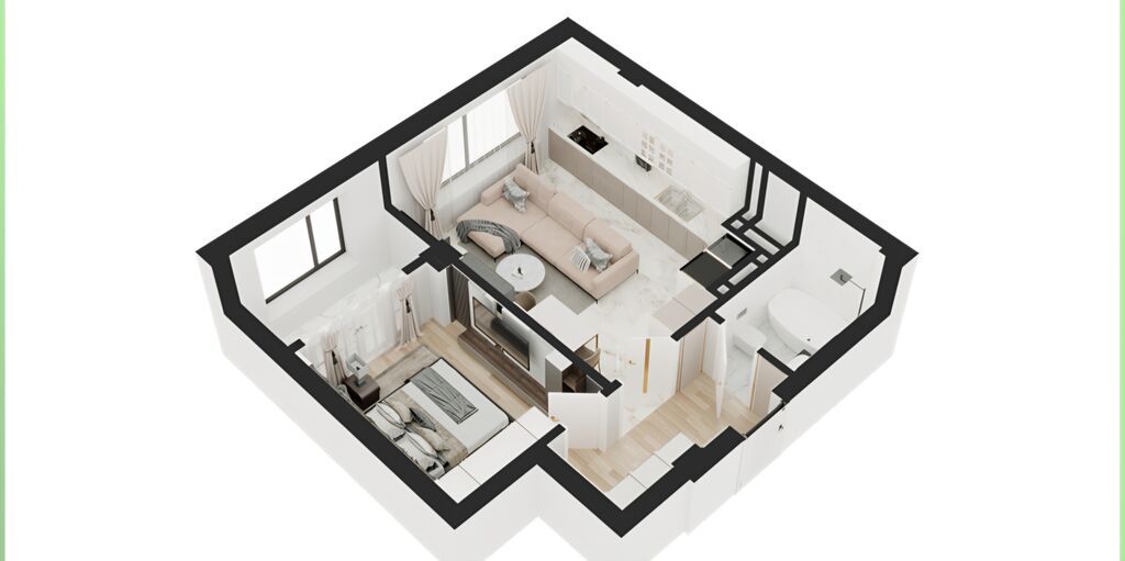 1 комната, 50 м², Кара-Жыгач ж/м Элитка, 13 этаж, ПСО (под самоотделку): фото 4