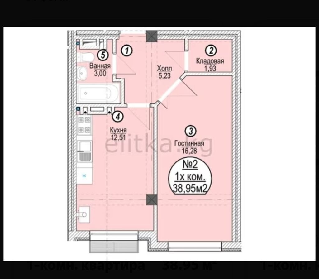 1 комната, 39 м², Аламедин-1 мкр Элитка, 4 этаж, Евроремонт: фото 8