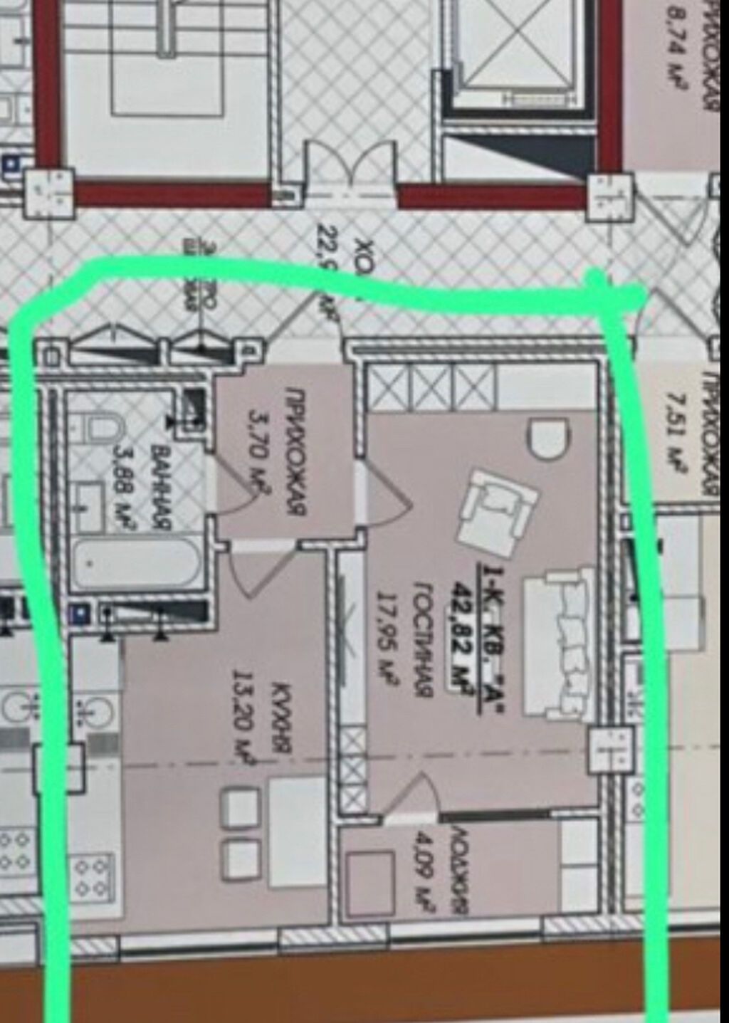 Строится, Элитка, 1 комната, 42 м²: фото 2