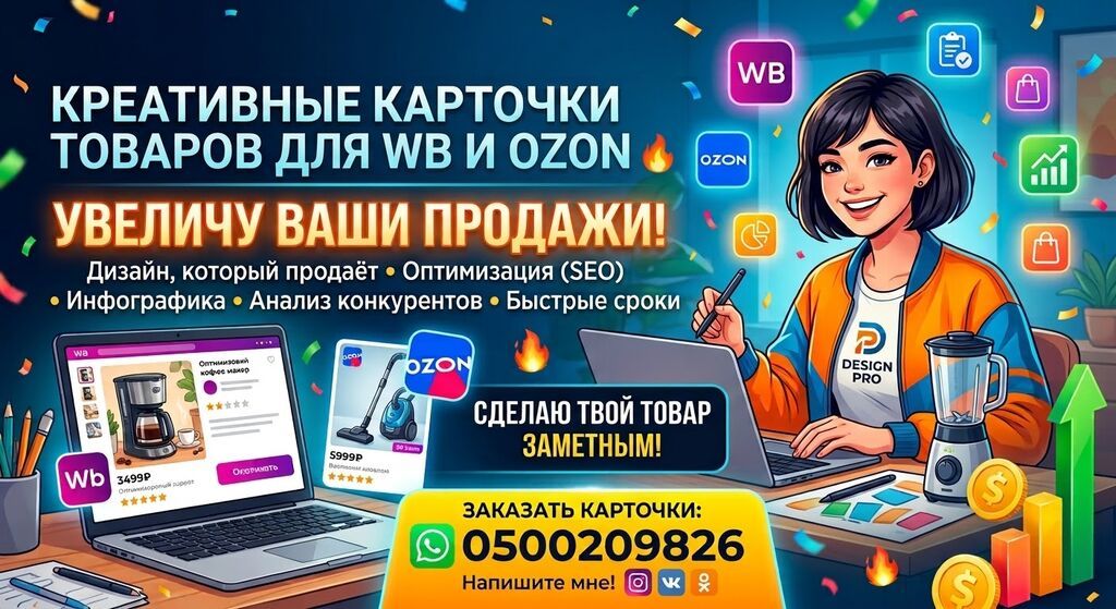 Создание карточек товаров для WB и OZON в Кыргызстане: фото 1