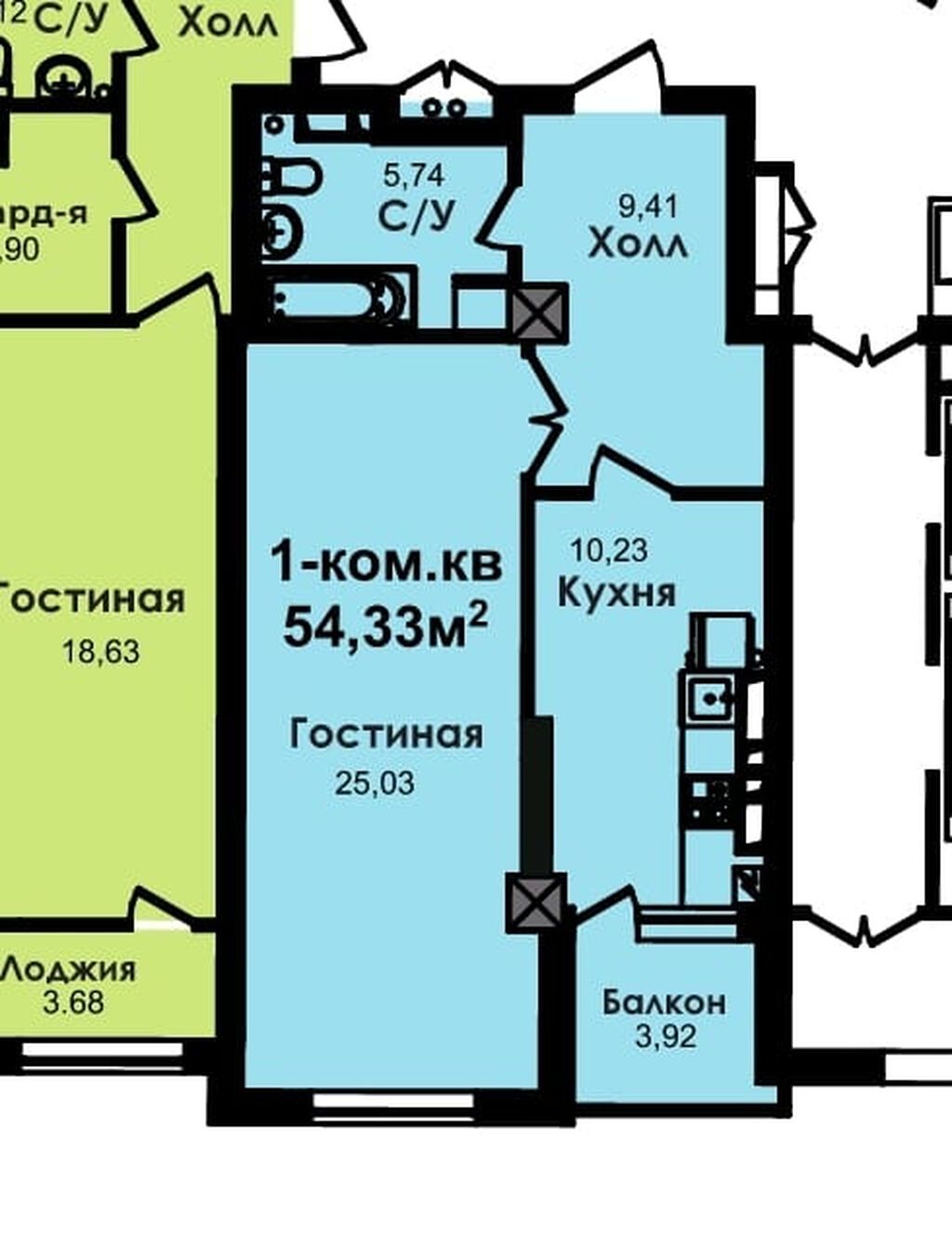 1 комната, 55 м², Элитка, 13 этаж, Евроремонт — фото 6