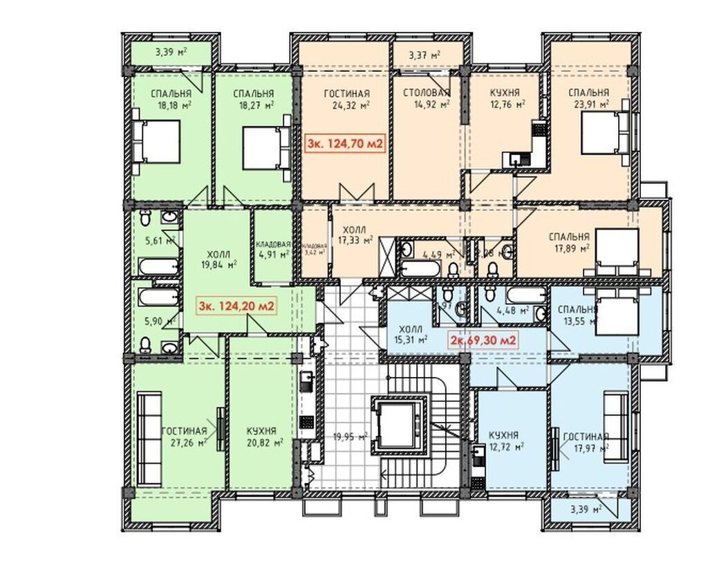 2 комнаты, 69 м², АУЦА Элитка, 2 этаж, Требуется ремонт: фото 2