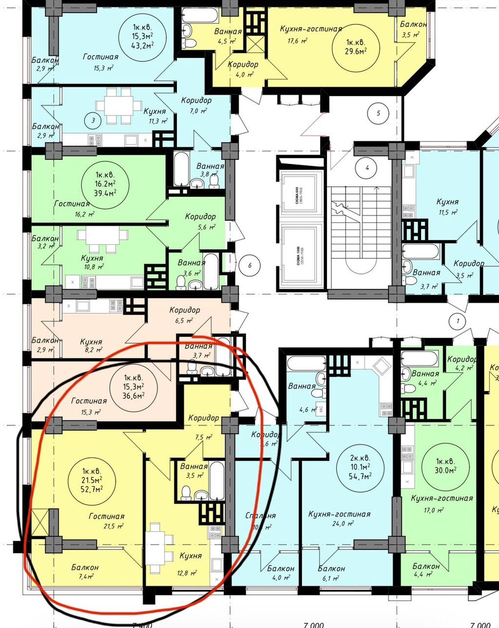 1 комната, 53 м², парк Фучика Индивидуалка, 13 этаж, ПСО (под самоотделку): фото 3