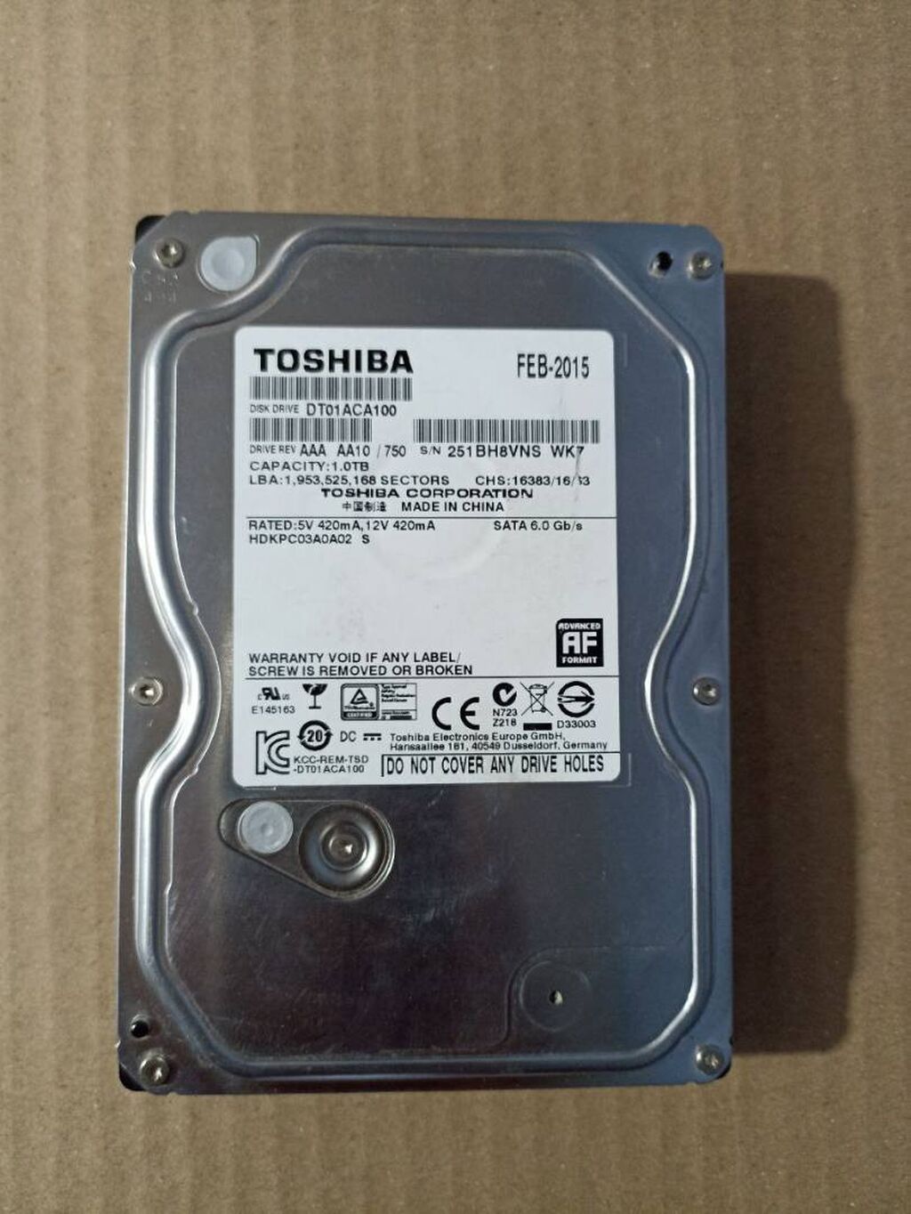 Жёсткий диск Toshiba 1000GB Sata для: 500 KGS Жесткие диски, переносные ...