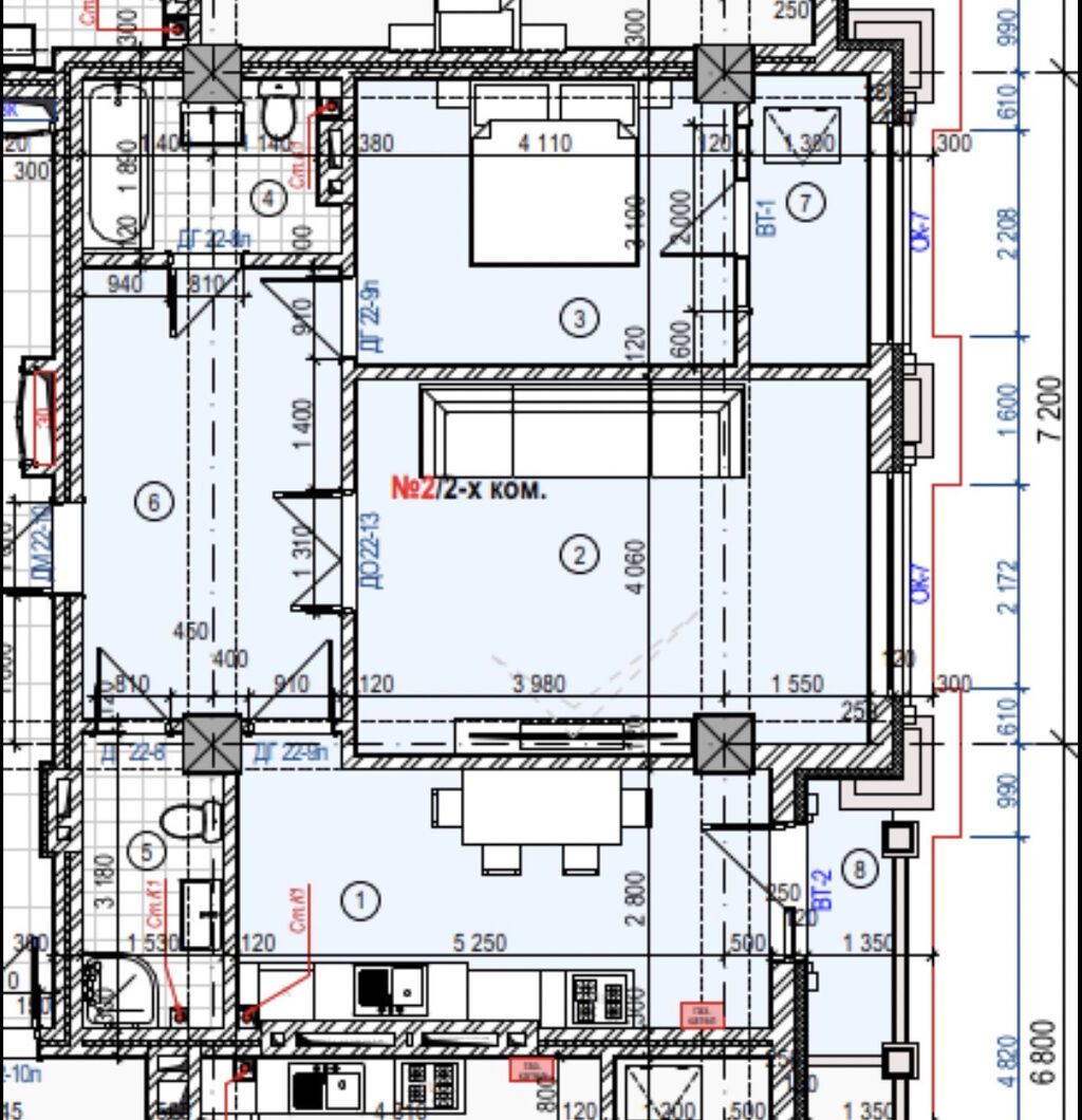 2 комнаты, 75 м², Асанбай мкр Элитка, 5 этаж, ПСО (под самоотделку): фото 5