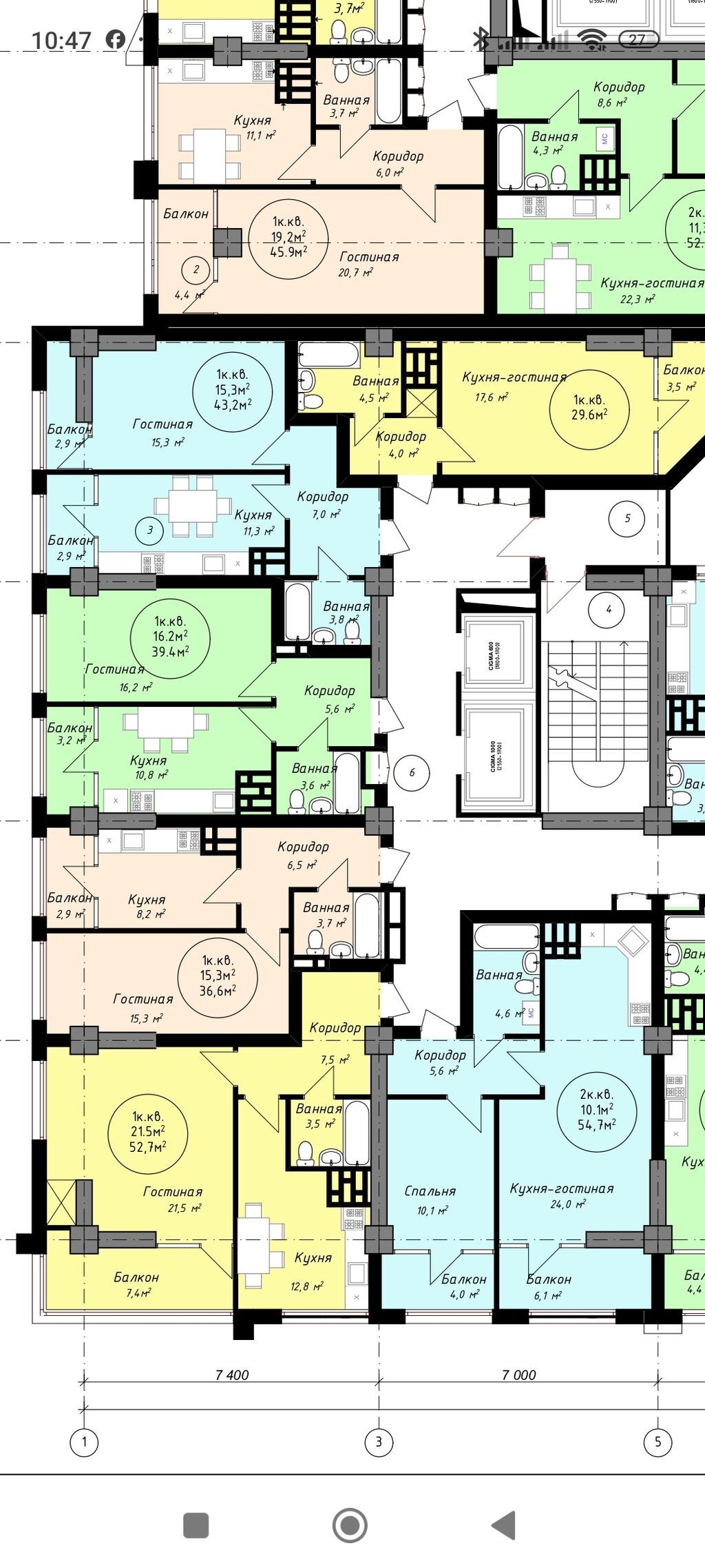 1 комната, 46 м², парк Фучика Элитка, 12 этаж, ПСО (под самоотделку): фото 3