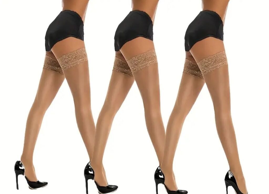 Hulahopke, samodržeće čarape: Samodržeće ženske čarape do butina sa čipkom - Elegantan model sa