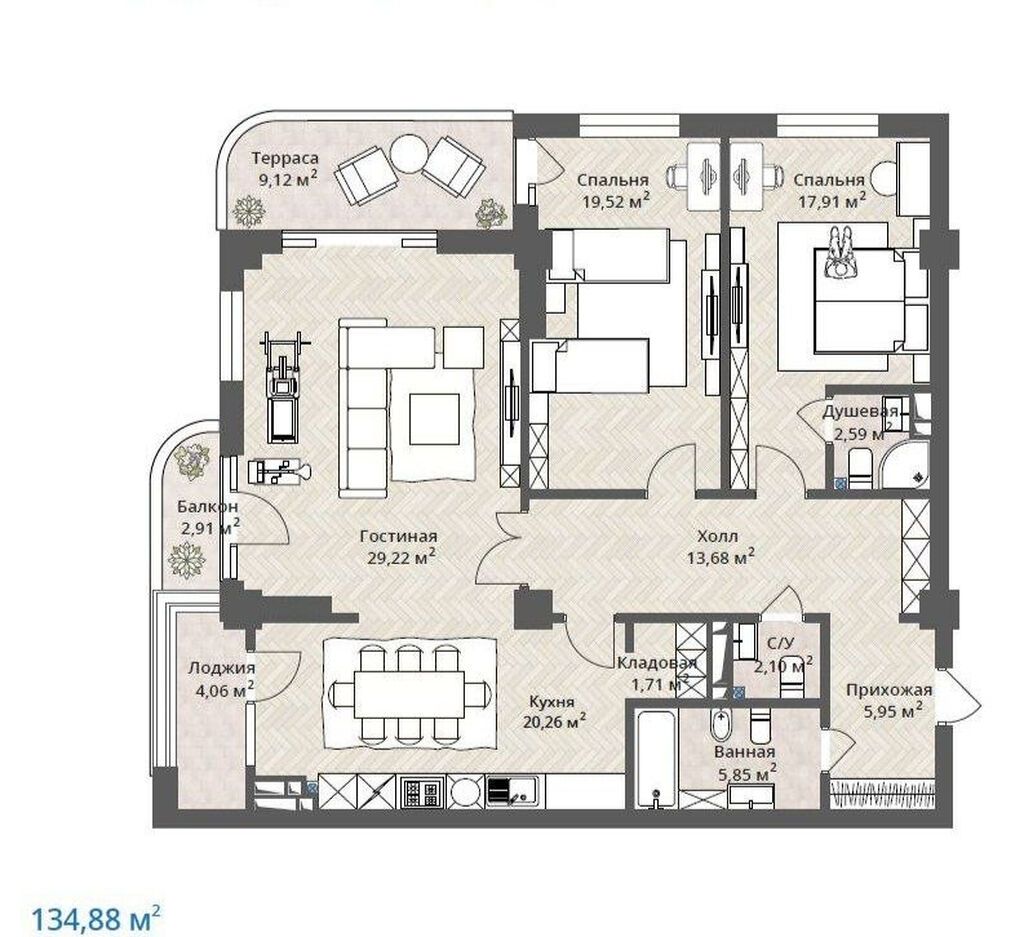 3 комнаты, 134 м², Орто-Сай с. Элитка, 6 этаж, ПСО (под самоотделку): фото 2