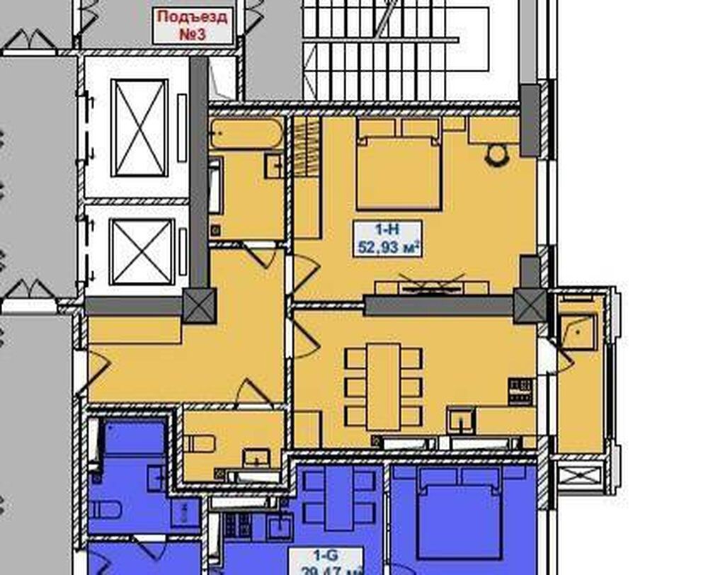 1 комната, 53 м², Кок-Жар мкр Элитка, 11 этаж, ПСО (под самоотделку): фото 8