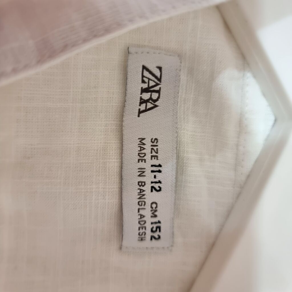Белая детская рубашка ZARA с коротким рукавом. - Размер: 11–12 лет: фото 2