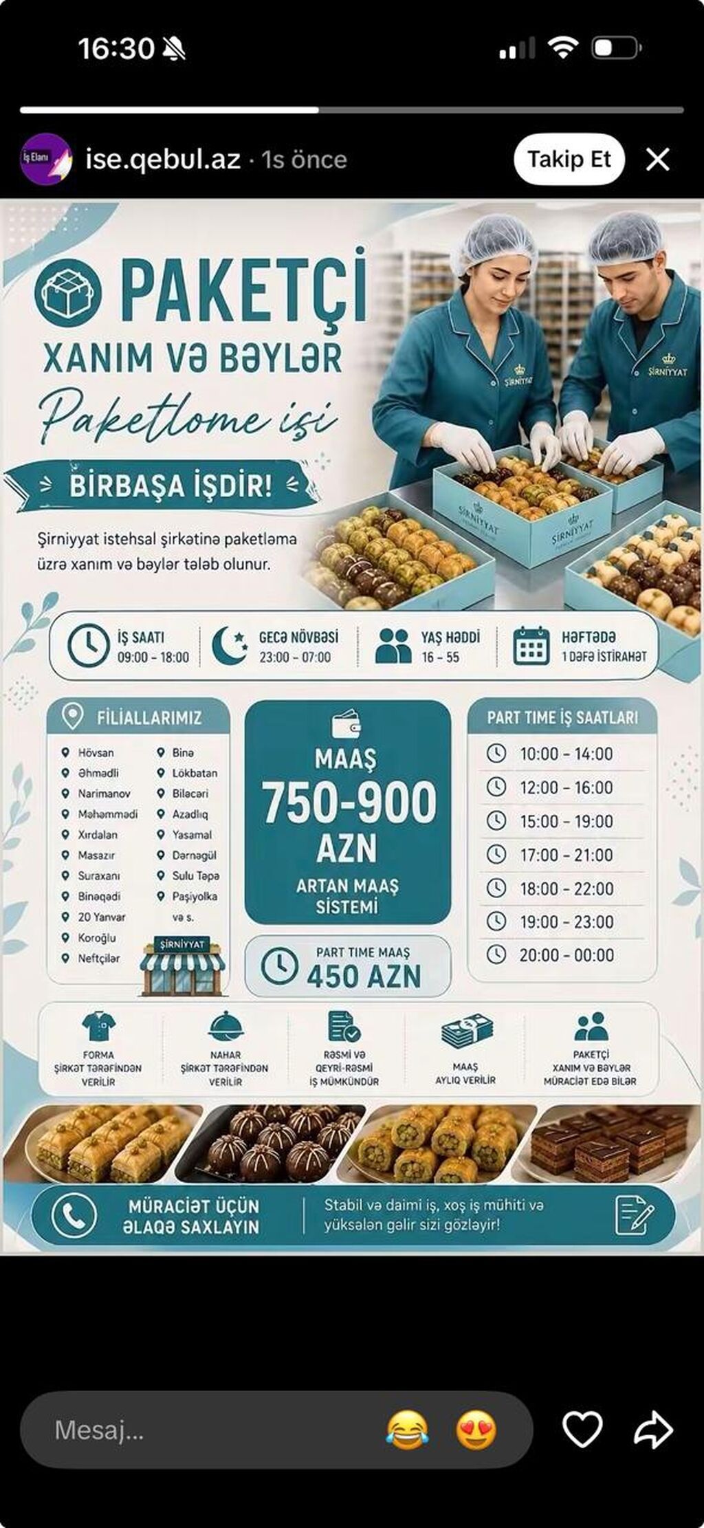 Qablaşdırıcı tələb olunur, İstənilən yaş, Təcrübəsiz, Aylıq ödəniş
