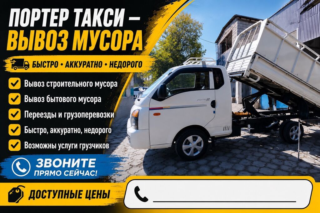 Вывоз строительного мусора, Hyundai Porter с грузчиком