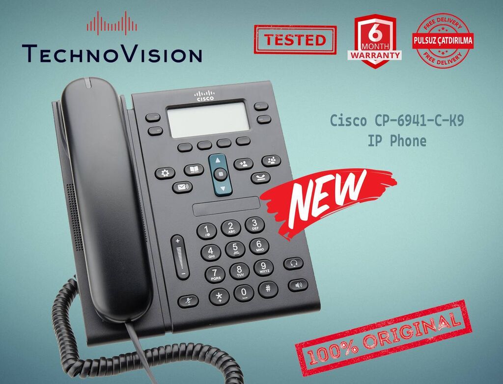 IP Phone Cisco CP 6941 K9: 170 AZN ▷ Modemlər və şəbəkə avadanlıqları |  Bakı | 33870920 ᐈ lalafo.az