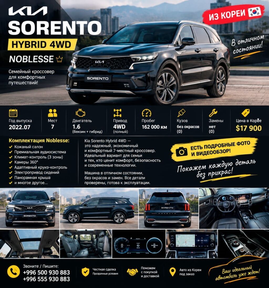 Kia Sorento: 2022 г., 1.6 л, Гибрид, Кроссовер: фото 1