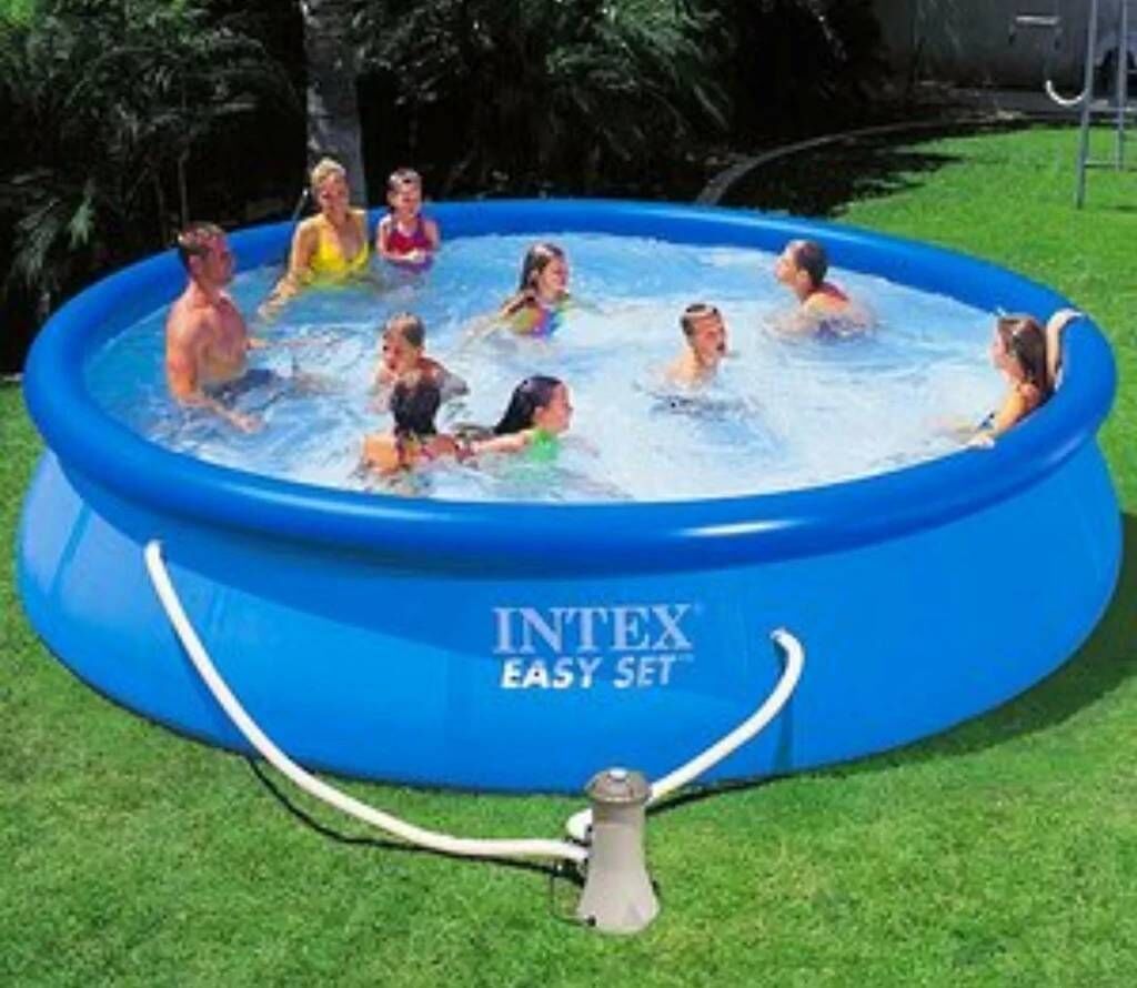 Надувной бассейн Intex размером 366х76 см - модель синего цвета с: фото 1
