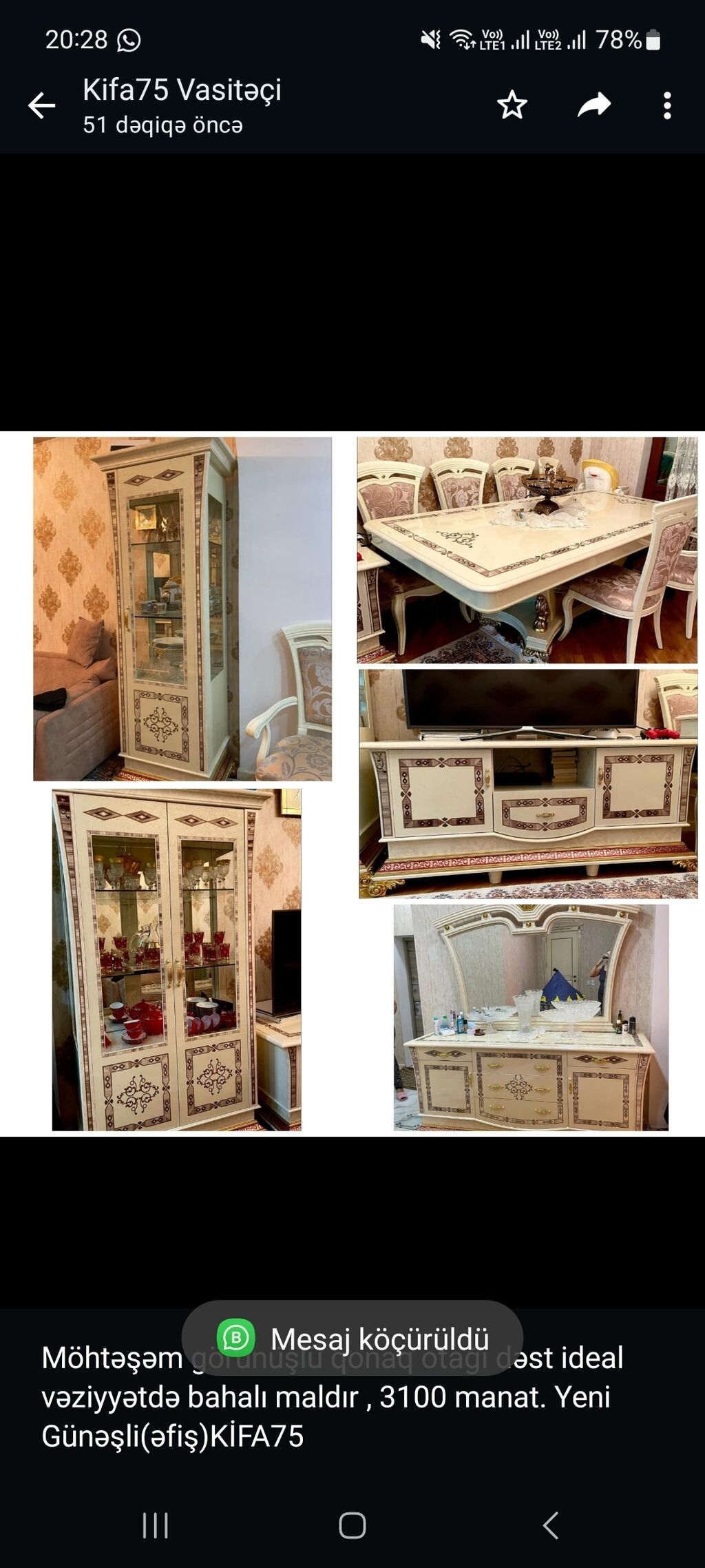 Möhtəşəm görünüşlü qonaq otağı dəst ideal 3100 AZN Qonaq otağı