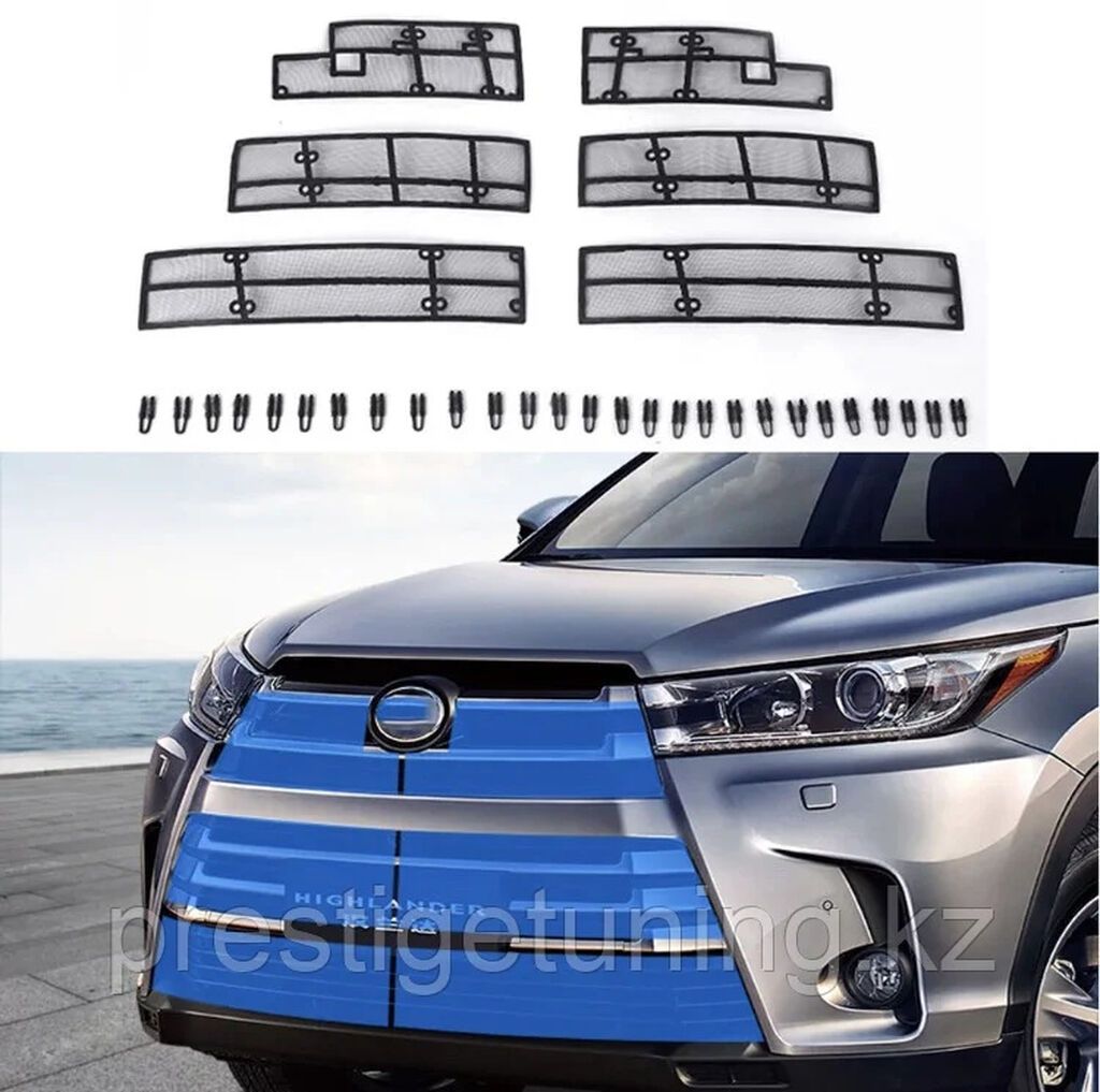 Toyota Highlander 9 гг. Защитная сетка на решетку радиатора (8) — фото 1