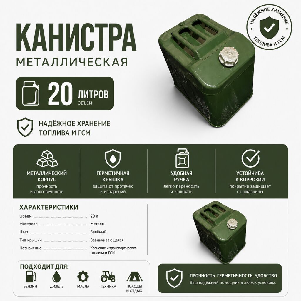 Металлическая канистра 20 л: фото 2