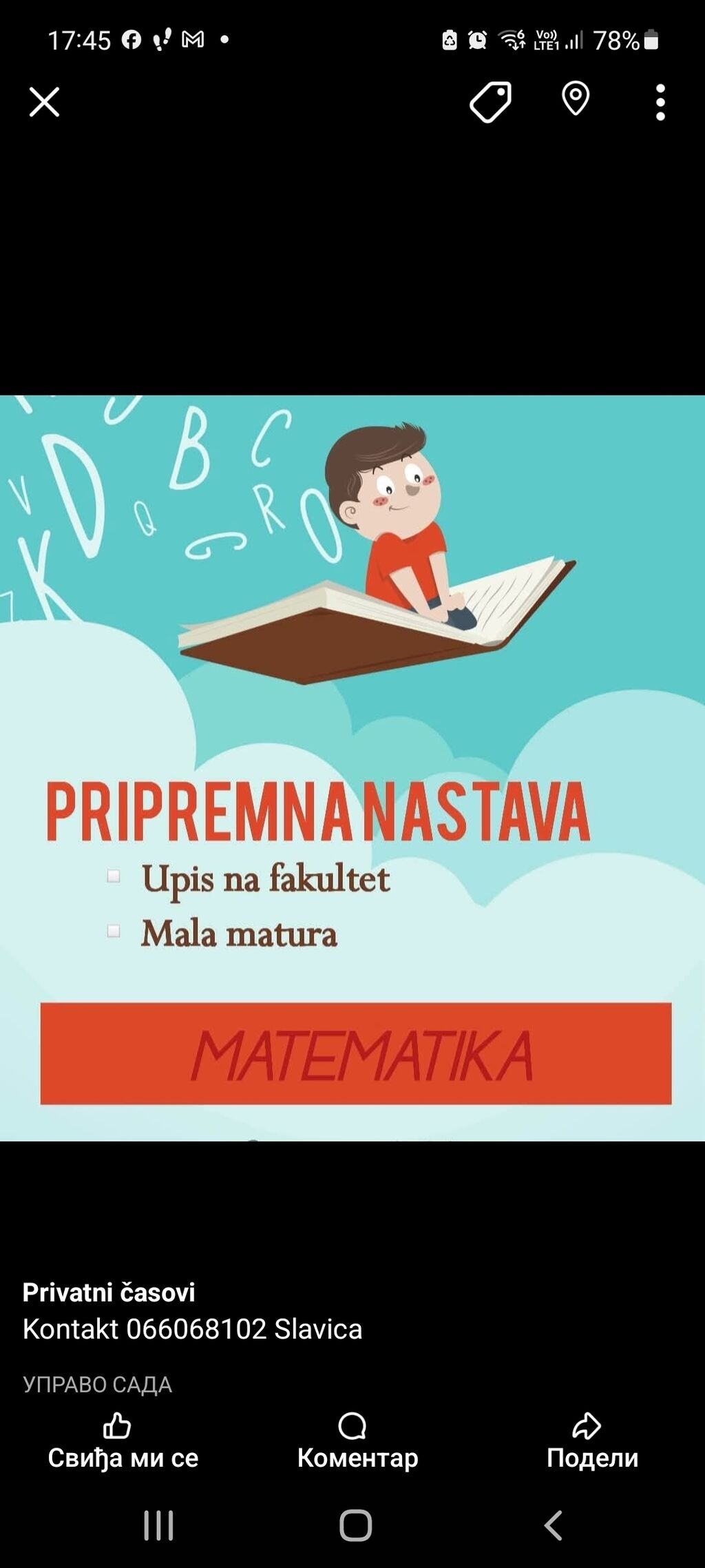 Obuka i kursevi: Nudim pripremnu nastavu iz matematike za upis na fakultet i malu