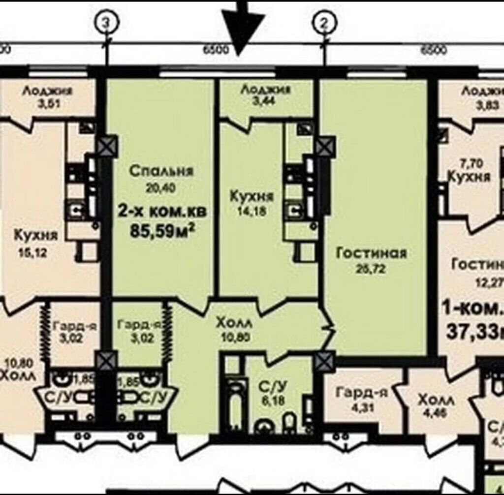 2 комнаты, 85 м², Элитка, 12 этаж: фото 2