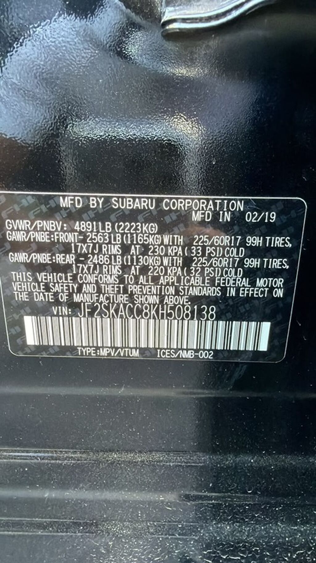 Subaru Forester: 2019 г., 2.5 л, Автомат, Бензин, Кроссовер: фото 5