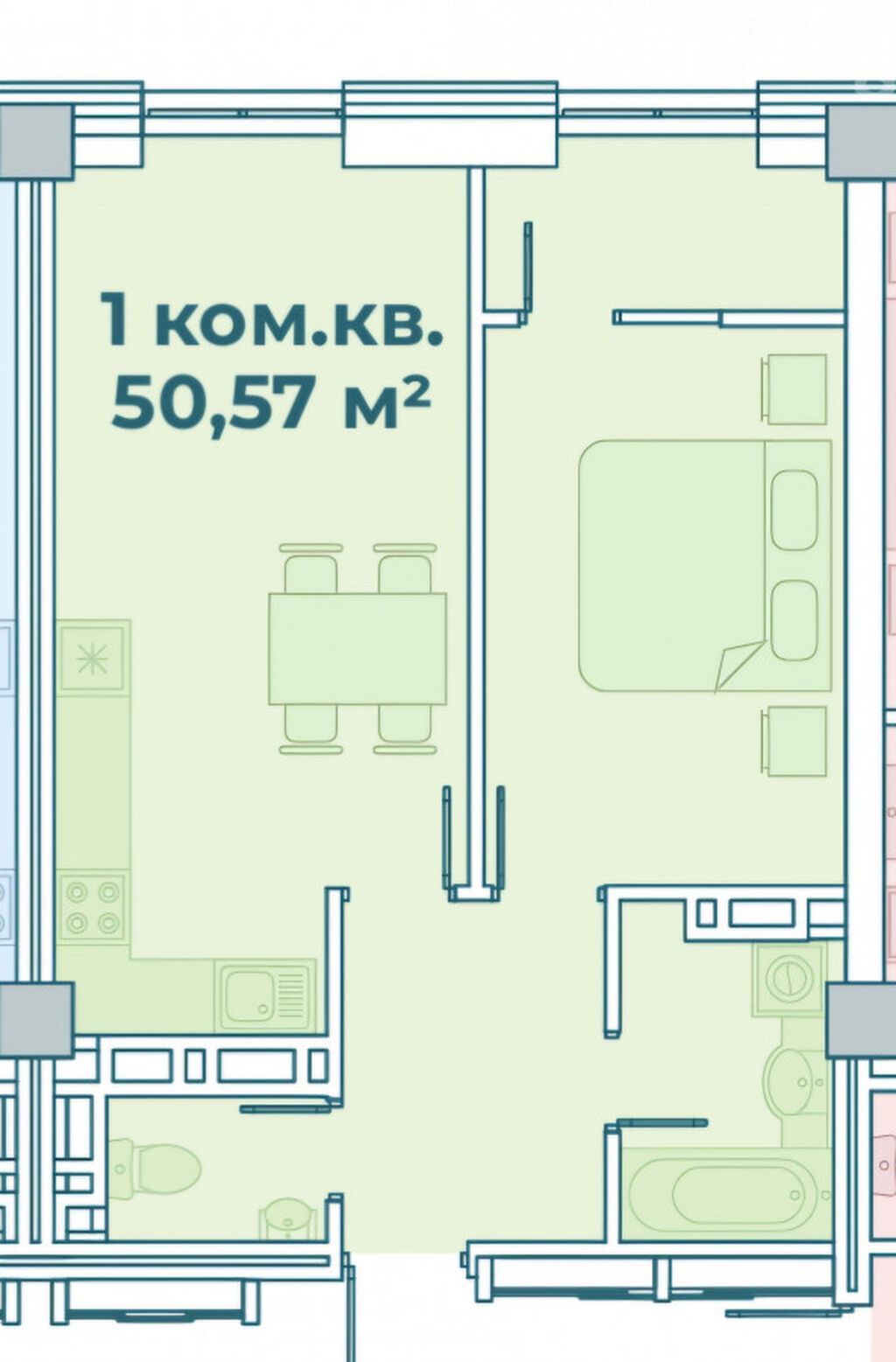 1 комната, 51 м², Аламедин-1 мкр Элитка, 4 этаж, Требуется ремонт: фото 3