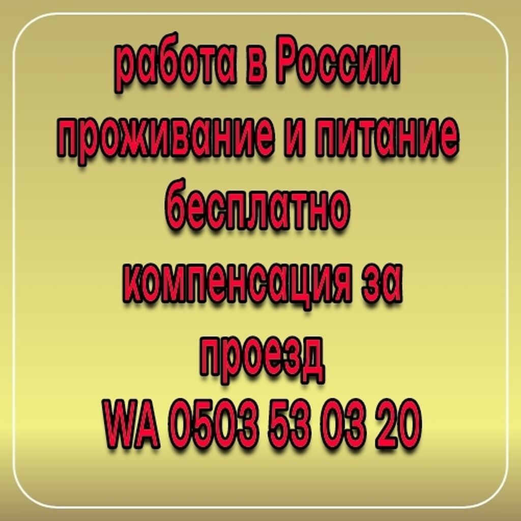 Работа в России, с проживанием и: 90000 KGS ᐈ Другие специальности | Бишкек  | 35522752 ➤ lalafo.kg