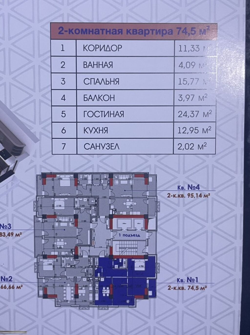 3 комнаты, 74 м², Элитка, 15 этаж, ПСО (под самоотделку): фото 4
