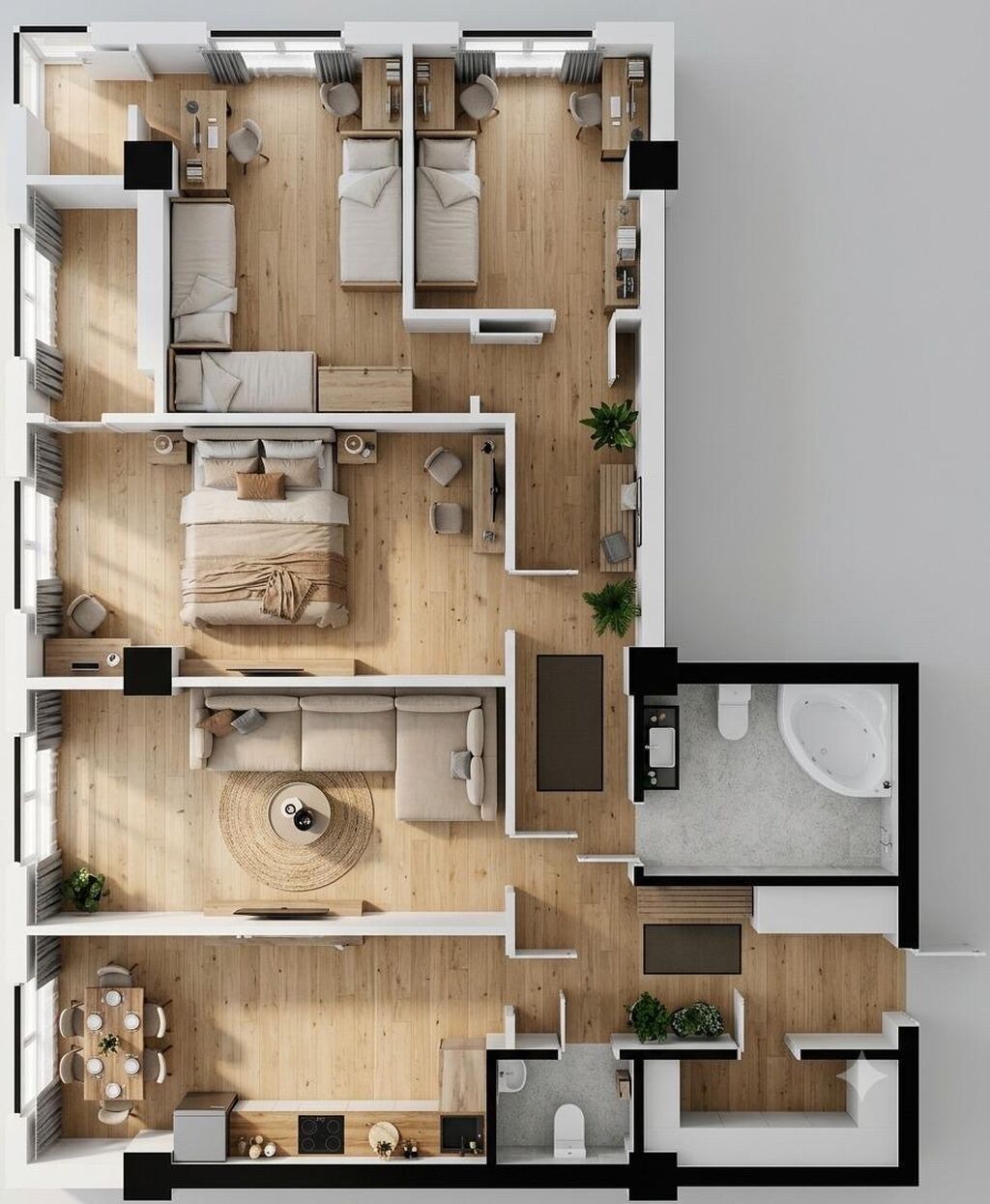 4 комнаты, 125 м², Парк Т.Сатылганова, Элитка, 4 этаж, ПСО (под самоотделку): фото 3