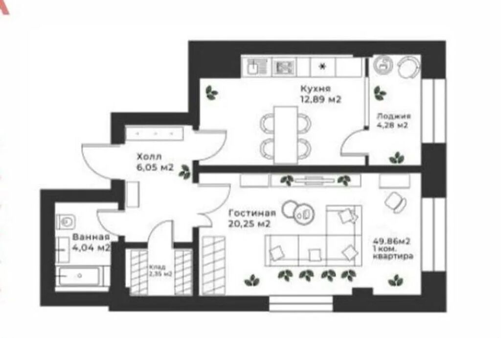 2 комнаты, 50 м², Элитка, Восток-5 мкр Элитка, 6 этаж, Дизайнерский ремонт: фото 3