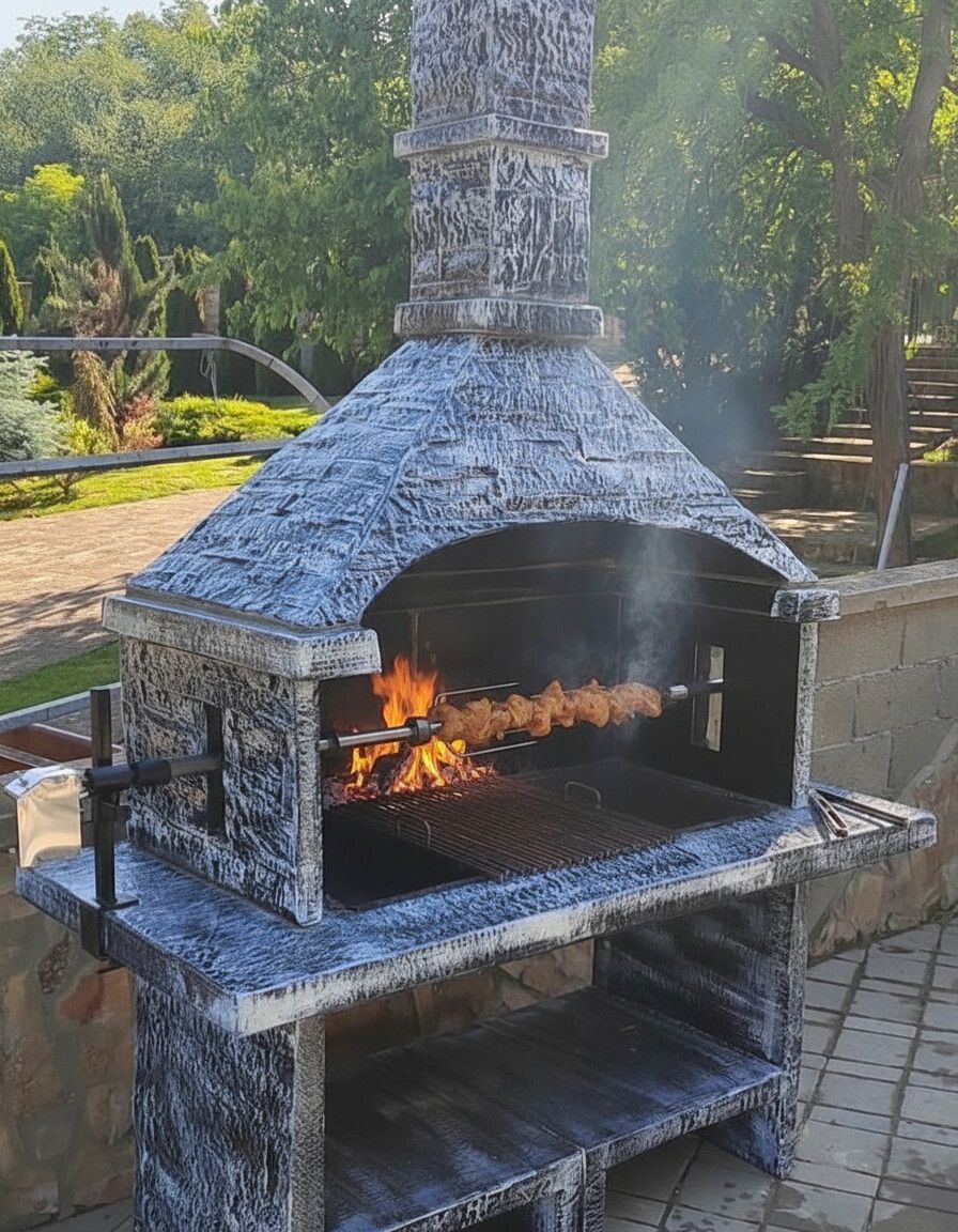 Sve za roštilj: Vrtni roštilj/pečenjara sa dimnjakom – “Blue stone doo” - Masivna