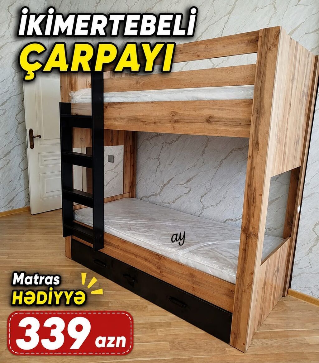 İkimərtəbəli çarpayı – yerə qənaət edən praktiki model - Ölçü: 180 x