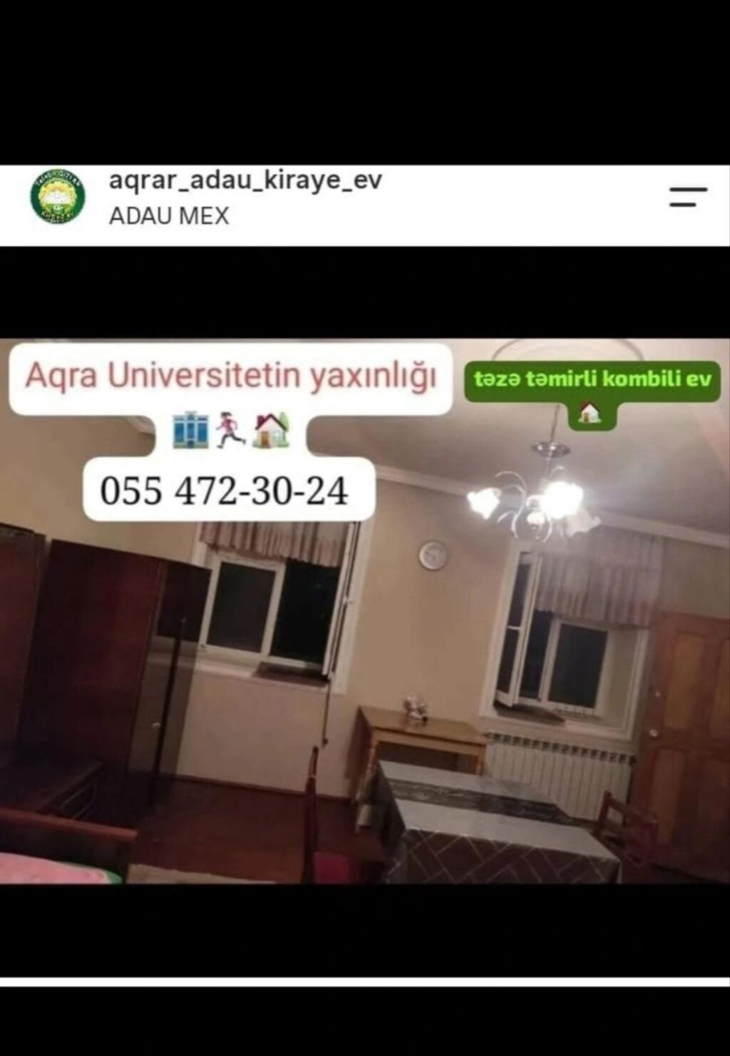Yalnız tələbə qızlar üçün kirayə otaqlar – ADAU/Aqrar Universitetinə