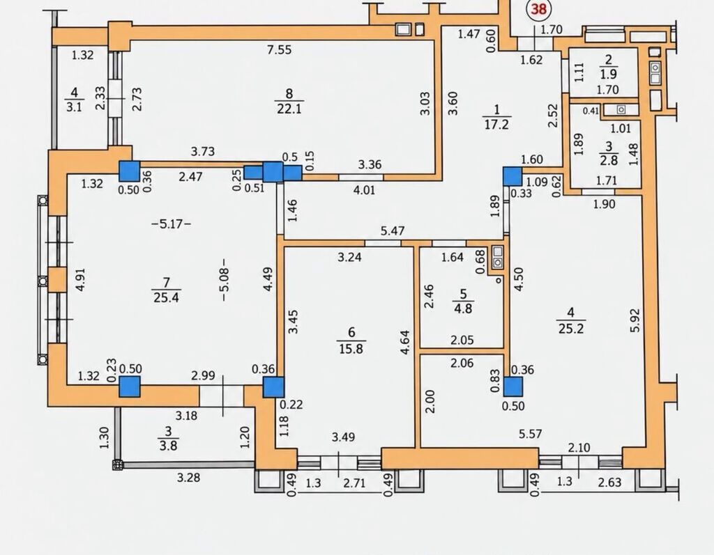 3 комнаты, 125 м², Ала-Арча ТРЦ Элитка, 7 этаж, ПСО (под самоотделку): фото 3