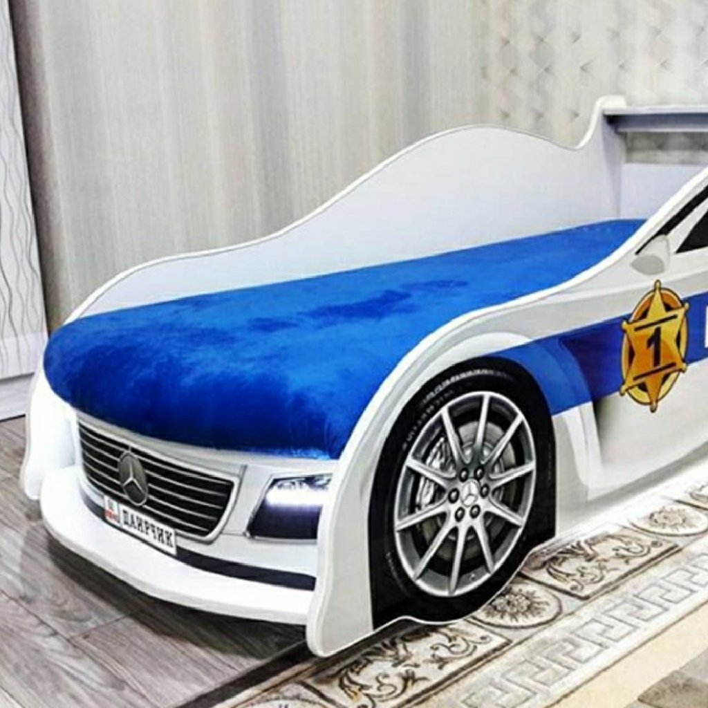 кровать машина полиция синяя