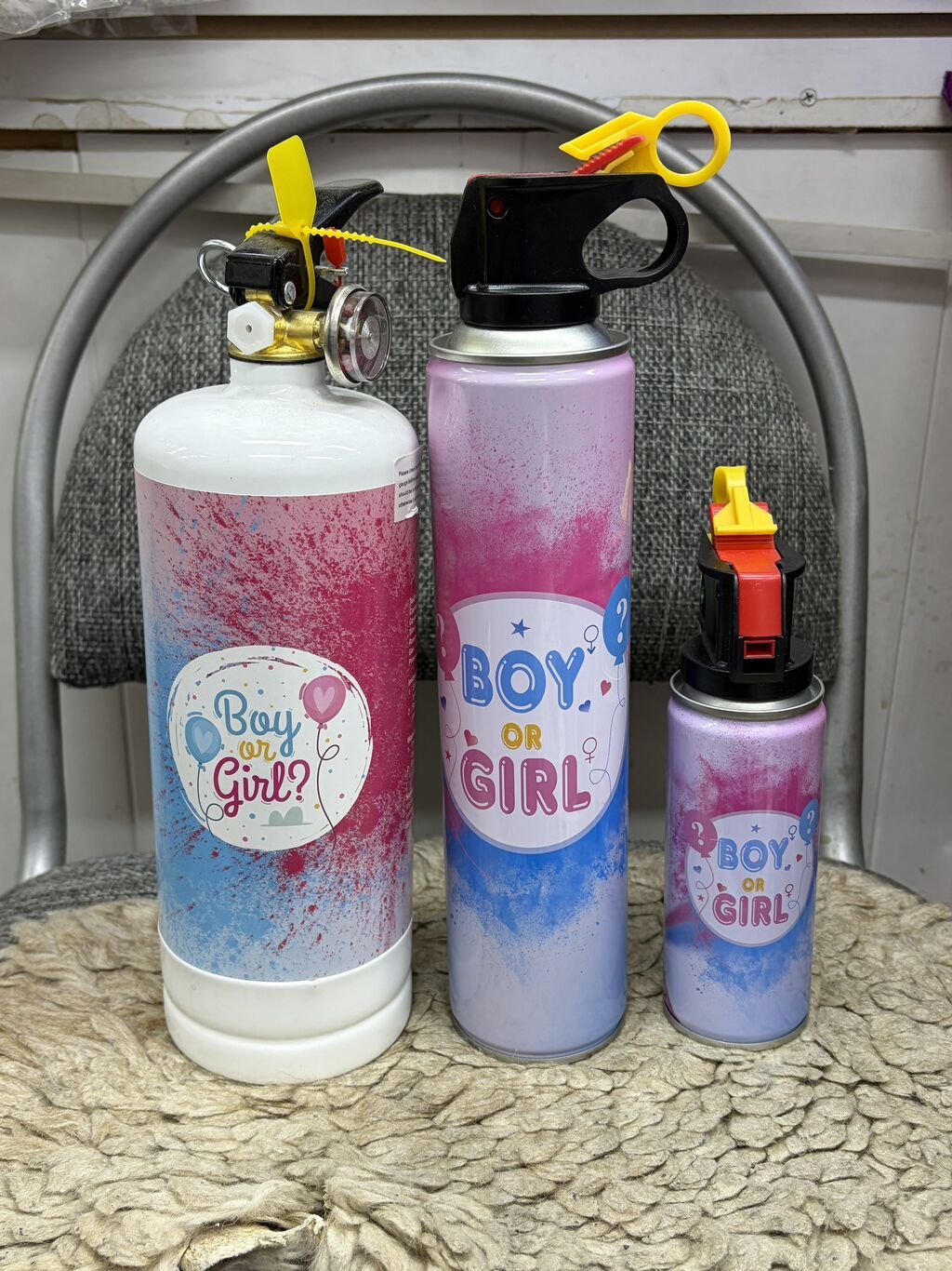 Гендерные хлопушки-огнетушители для Gender Reveal - Формат: баллоны в: фото 1