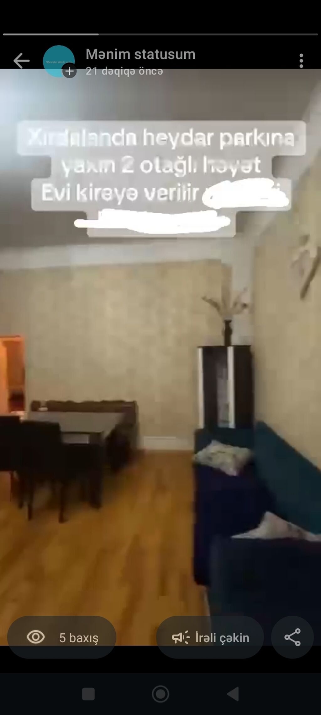 Salam tecili Xırdalandada, Heydər Parkına yaxın yerləşən 2 otaqlı