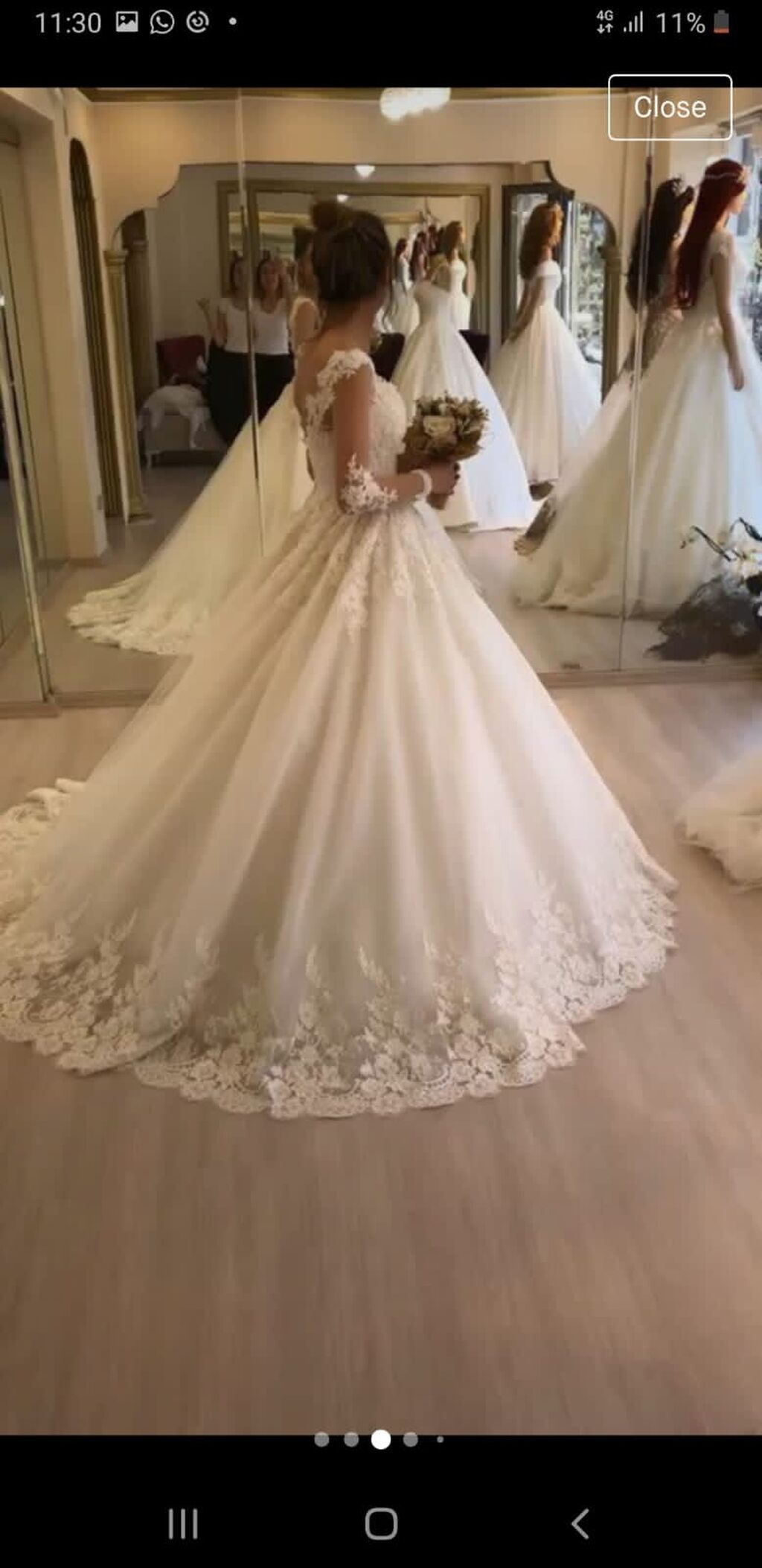 Свадебное платье 2XL, прозрачные рукава, б/у: фото 2