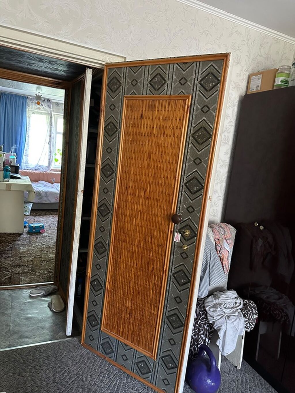 Межкомнатная дверь, Б/у, Со стеклом, Одностворчатая, Деревянная, Распашная, цвет - Белый: фото 2